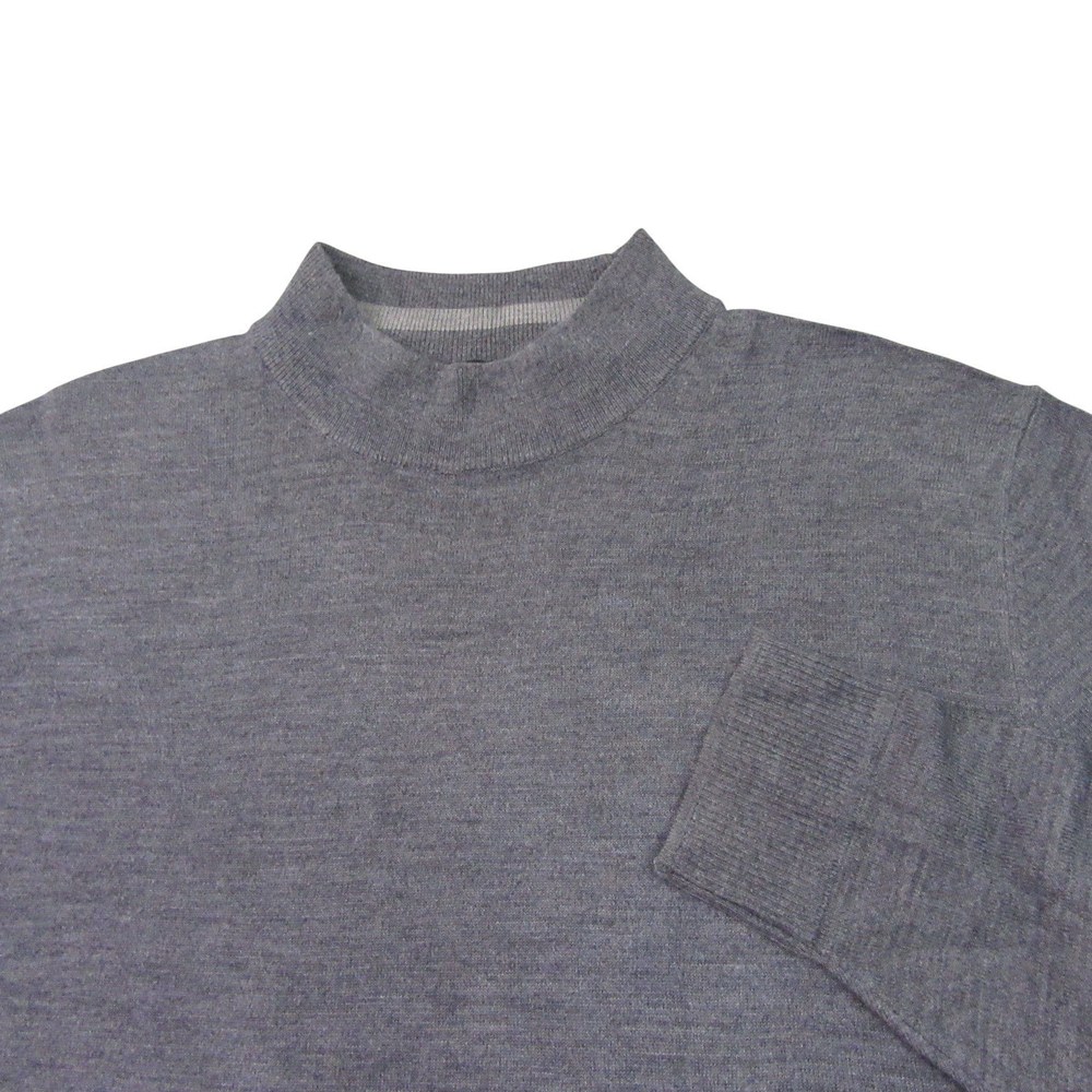 Murano Mens Pullover Sweater L Light Gray Mock Neck Acrylic Modern Lightweight